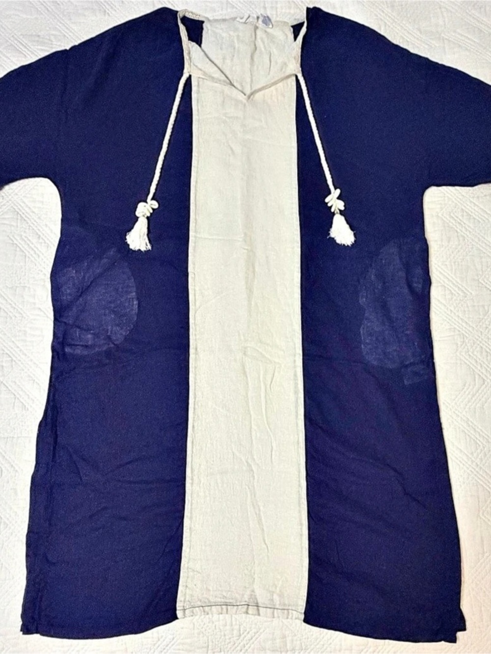 Sigrid Olsen Color Block Linen Rayon Tunic in Blue & White Size Large Muumuu